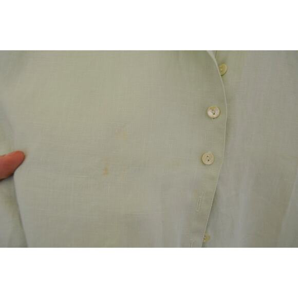 Short Sleeve Mint Green Linen Button Down Shirt - Picture 5 of 6